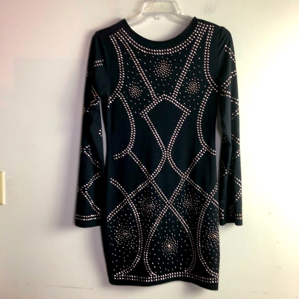 💲SOLD 💲SOLD PRIVY Black dress studded details stretch Sz M - Picture 7 of 12
